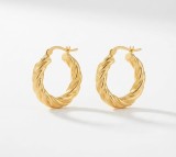 Cumpara ieftin Cercei din Argint 925 Placati cu Aur Twisted Croissant 2cm , Volum sculptural E i eleganta pariziana