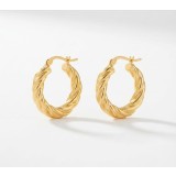 Cercei din Argint 925 Placati cu Aur Twisted Croissant 2cm , Volum sculptural E i eleganta pariziana