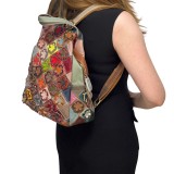 Rucsac de dama din Piele, Design Modern cu Flori Aplicate, Multicolor, 30x33x17 cm