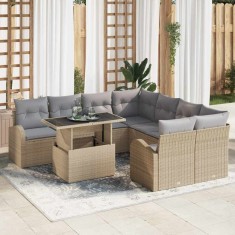 vidaXL Set de canapele pentru grădină 9 pcs Bej 100 x 55 x 73 cm 3357353