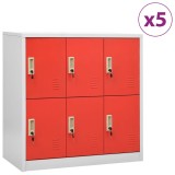 Cumpara ieftin Dulapuri vestiar 5 buc. gri deschis si rosu 90x45x92,5 cm otel