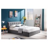 Pat tapitat cu stofa HM Padva, structura lemn masiv, cu somiera, 160x200, gri