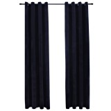 Cumpara ieftin Draperii opace cu inele, 2 buc., negru, 140 x 175 cm, catifea