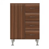 Dulap jos Bianca Plus 60, 1 ușă, 4 sertare, nuc, MDF, 83.6x60x33 cm, corp baie