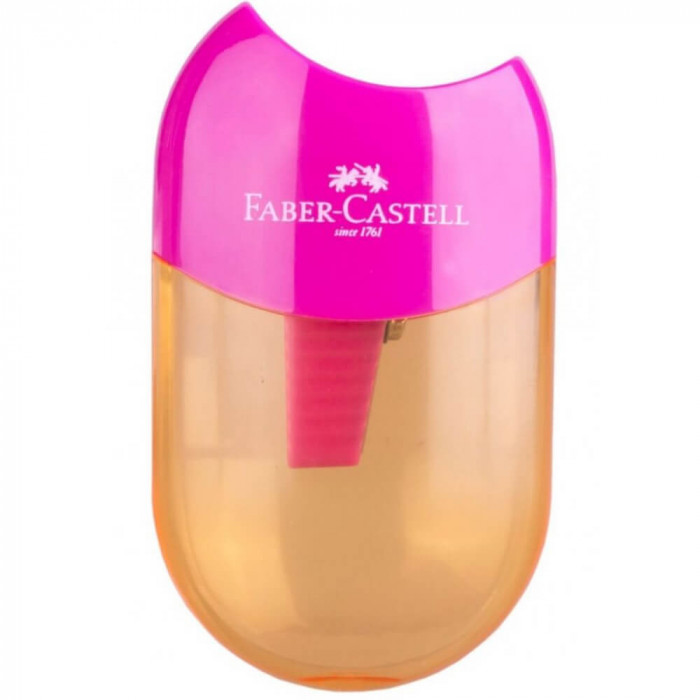 Ascutitoare cu Container Faber-Castell Apple Trend 2019, Roz, Ascutitori, Ascutitori Faber-Castell, Ascutitoare Creioane, Ascutitori pentru Scoala, As