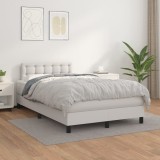 Cumpara ieftin Pat box spring cu saltea, alb, 120x200 cm, piele ecologică