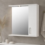 Oglinda baie cu dulap GN0001, dreptunghiulara, PAL Lucios, iluminare led, 3 rafturi, 65 cm, alb