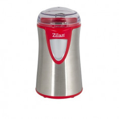 Rasnita cafea electrica, Zilan ZLN-8012,Argintiu /Rosu 150 W, inox, cutite macinare otel inoxidabil