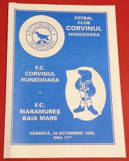 Program meci fotbal CORVINUL HUNEDOARA - FC MARAMURES BAIA MARE (26.10.1996)