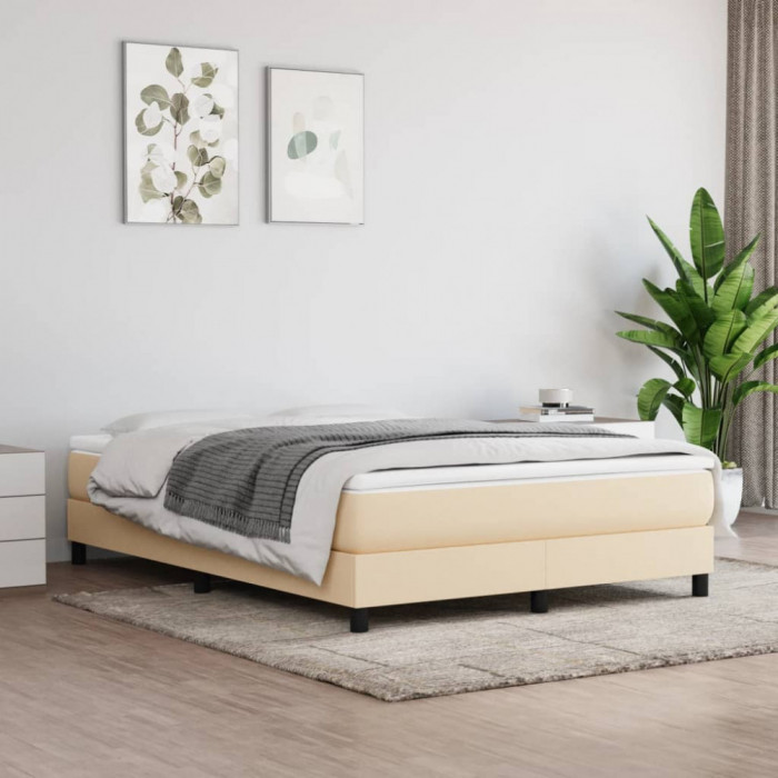 Cadru de pat fără saltea, crem, 140x200 cm, textil