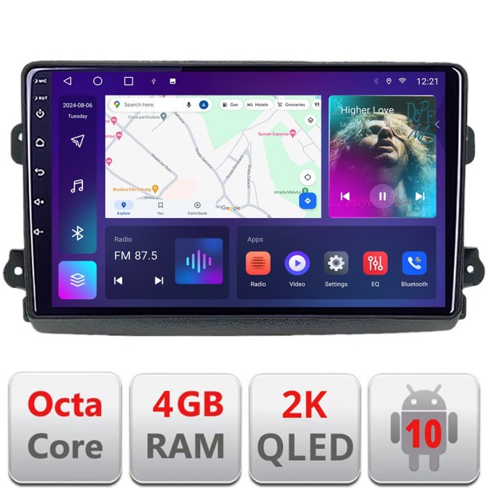 Navigatie Fiat Ducato 2021- QLED 2K Octa core 4+32 DSP 360 Optic FHD internet gps radio carplay android auto KIT-ducato2024+EDT-E409-2K CarStore Techn