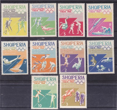 OLIMPIADA TOKIO 1964 SERIE DANTELATA,MNH,ALBANIA. foto