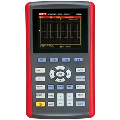 osciloscop portabil, gds-207, functii multimetru digital, 70mhz, lcd 7inch, 2 canale, functii hold si min/max, procesare fft foto