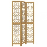 Cumpara ieftin Paravan de camera cu 3 panouri, maro, lemn masiv paulownia