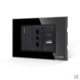 Cumpara ieftin Intrerupator cap scara cu priza ingusta si USB A+C, Luxion 3M negru