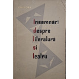 V. Mindra - Insemnari despre literatura si teatru (Editia: 1958)