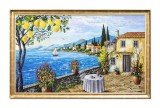 Cumpara ieftin Stefan Bilibou: Tablou inramat living peisaj cu lamai Grecia pictat manual, Colt de rai, 110x70cm ulei pe panza, certificat de autenticitate