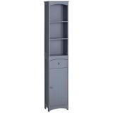 HOMCOM Dulap Coloană de Baie Dulap coloană depozitare WC cu etajeră și sertar, dulap 34L x 24l x 170H cm Gri | Aosom Romania