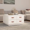 Masuta cafea Gossi, 80x80x45 cm, lemn masiv pin, alb, cu sertare, blat lemn, living