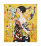 Cumpara ieftin Tablou celebru pictat manual, Doamna cu evantai, 60x50cm ulei pe panza, reproducere Gustav Klimt