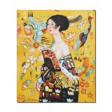 Tablou celebru pictat manual, Doamna cu evantai, 60x50cm ulei pe panza, reproducere Gustav Klimt