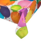 Față de masă din plastic, 180x120cm, Albă cu model baloane colorate, CMCLASS