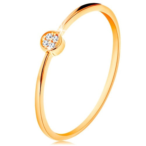 Inel realizat din aur galben 585 - cerc &icirc;ncrustat cu zirconii rotunde, transparente - Marime inel: 56