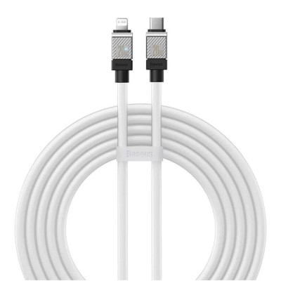 Cablu de date usb-c la lightning incarcare rapida, 20w, 2m baseus coolplay, white foto