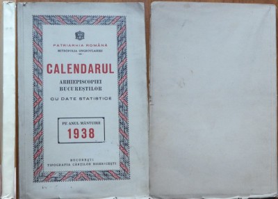 Calendarul Arhiepiscopiei Bucurestilor cu date statistice pe 1938 foto