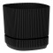 Ghiveci Plastic, Model Patrat, Negru, Dungi Reliefate, 21x21x19cm, Capacitate 4.6L