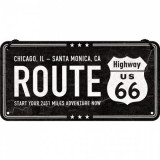 Placa metalica cu snur - Route 66 - 10x20 cm, ART