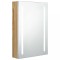 Dulap de baie cu oglinda si LED, alb si stejar, 50x13x70 cm