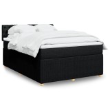 vidaXL Pat box spring cu saltea, negru, 140x190 cm, textil 3289760