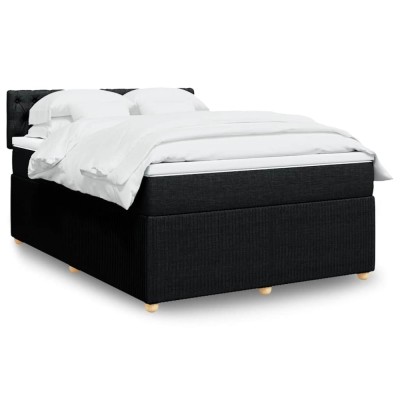 vidaXL Pat box spring cu saltea, negru, 140x190 cm, textil 3289760 foto