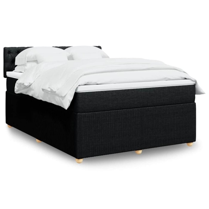 vidaXL Pat box spring cu saltea, negru, 140x190 cm, textil 3289760