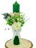 Lumanare de cununie, nunta sau botez, personalizabila cu trandafir matase si plante uscate (Verde), Eventissimi&reg;