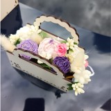 Blossom Handbag Luxury Box , Geanta Cadou Premium Handmade cu Lumanari Florale din Ceara 100% Naturala de Soia
