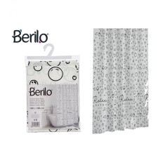 Perdea de dus Relax Bath, PVC, Alb/Negru, 180 x 180 cm