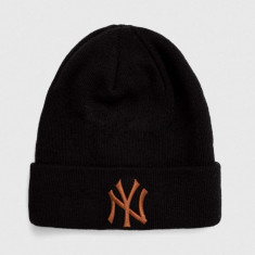 New Era caciula culoarea negru, din tricot gros, NEW YORK YANKEES