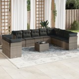 Gossi set canapele de gradina cu perne, 11 piese, gri, poliratan