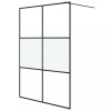 Perete cabina dus walk-in negru 140x195 cm sticla ESG semi-mata