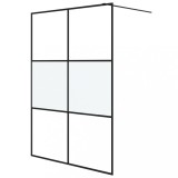 Perete cabina dus walk-in negru 140x195 cm sticla ESG semi-mata