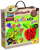 Joc Montessori 2 in 1 cu fructe din lemn pentru motricitate fina, 3 ani+