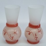 Vaze mici (set) sticla romaneasca veche, vintage pictate manual