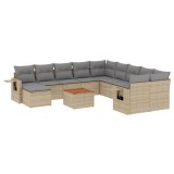 Cumpara ieftin Set canapele de gradina, 12 piese, cu perne, bej, poliratan