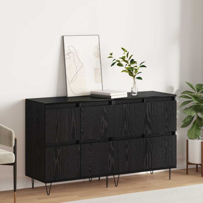 Bufeturi 2 pcs Stejar negru 120 x 35 x 70 cm Lemn compozit
