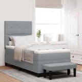 vidaXL Pat cu arcuri cu saltea Gri deschis 100 x 200 cm țesătură