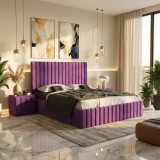 Pat Adela Mov Catifea Premium cu Noptiere Tapitate ⭐Model elegant