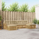 vidaXL Seturi de canapele 6 pcs Alb și Bej Lemn Solid de Acacia 3390918