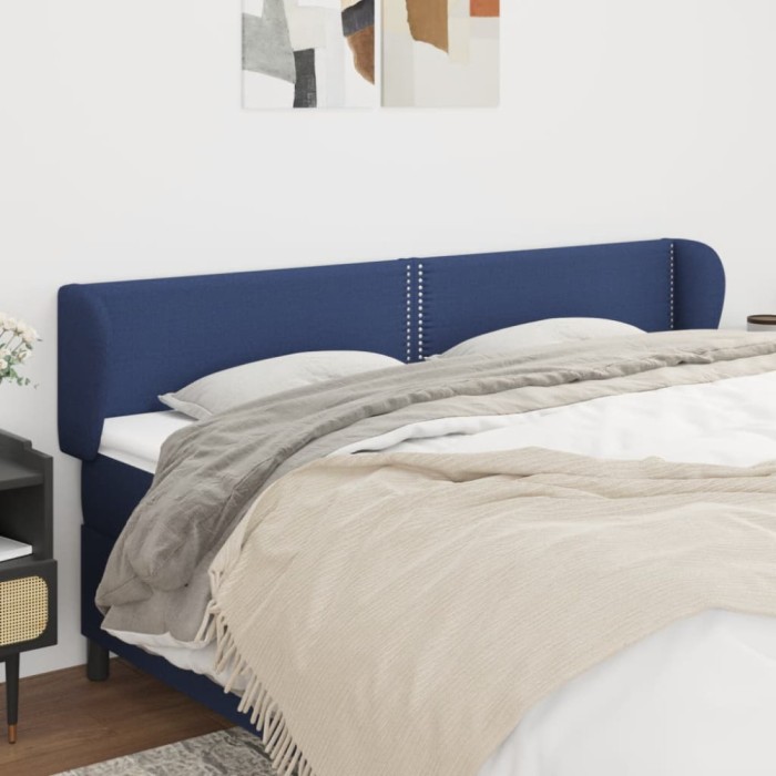 Gossi tablie de pat cu aripioare, albastru, 183x23x78/88 cm textil